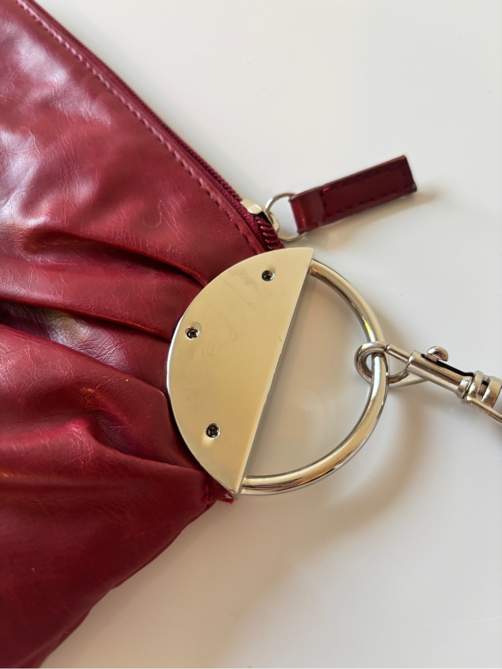 Dark Red Vintage Wristlet Clutch - Pleather Pouch - Picture 5 of 11